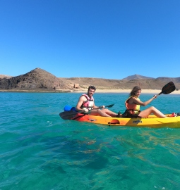 Kayaking and snorkelling in the crystal clear waters of Lanzarote