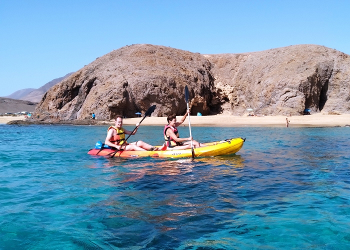 Kayaking and snorkelling in the crystal clear waters of Lanzarote