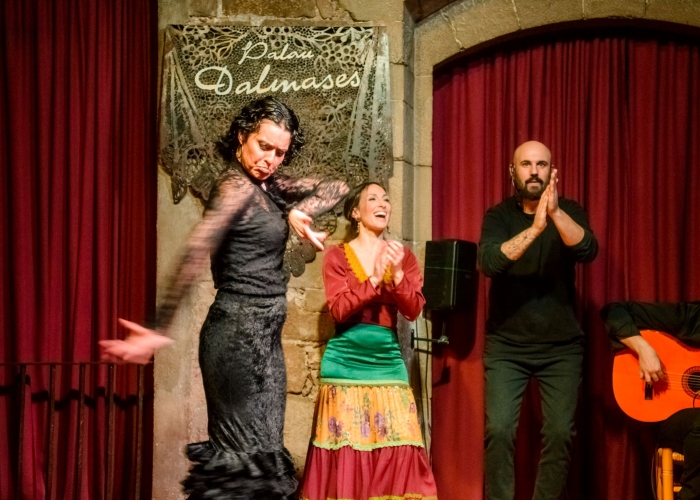  Recorrido a pie por el Casco Antiguo de Barcelona, Espectáculo de Flamenco y Cena en un Tour de Tapas en el Distrito de El Born